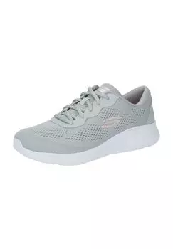 Кроссовки, сетка, на шнуровке, женские SKECHERS, цвет Grey Mesh Pink Tri