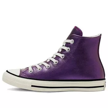 Кроссовки shiny metals chuck taylor all starhigh top leather purple Converse, фиолетовый