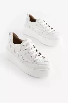 Кроссовки Signature Forever Comfort на массивной танкетке из кожаной ткани на платформе Next, белый