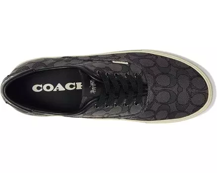 Кроссовки Signature Jacquard Leather Lace-Up Skate Sneaker COACH, черный