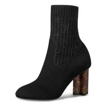 Кроссовки silhouette heels 'black knit monogram with brown heels' Louis Vuitton, черный