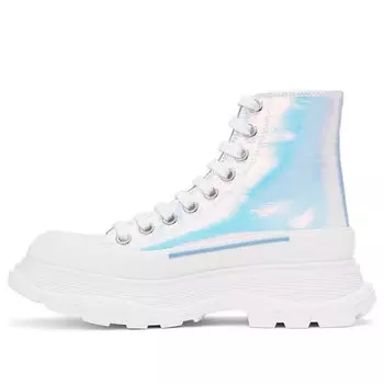 Кроссовки silver holographic tread slick platform high sneakers 'white multi' Alexander Mcqueen, белый