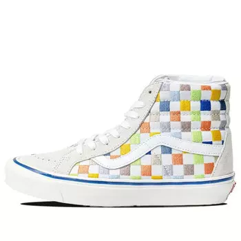 Кроссовки sk8-hi high top casual skate shoes beige multi-color grid 'cream' Vans, бежевый