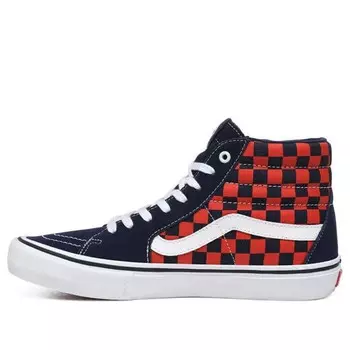 Кроссовки sk8-hi pro 'checkerboard - navy orange' Vans, синий