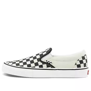 Кроссовки skate slip-on 'checkerboard - black white' Vans, черный