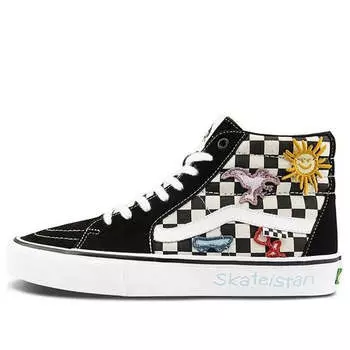 Кроссовки skateistan x skate sk8-hi 'checkerboard' Vans, черный