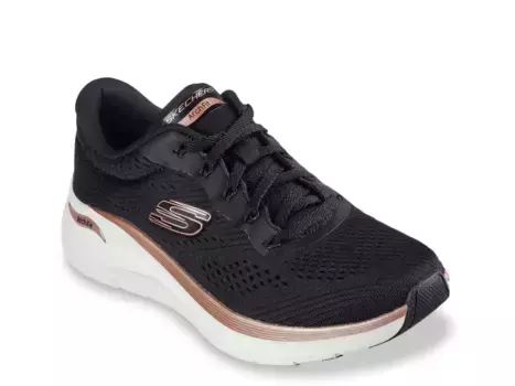Кроссовки Skechers Arch Fit 2.0 Glow The Distance — женские, черные/розовые