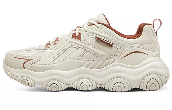 Кроссовки Skechers D"Lites 1.0 Chunky Sneakers Men Low-top White/Brown, цвет Earth Strata S23/Wonder White F21/Earth Strata S23