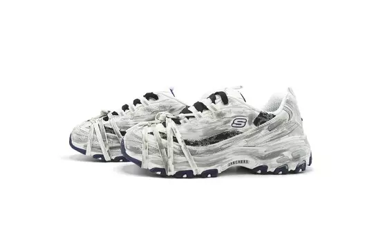Кроссовки Skechers D"Lites 1.0 Chunky Sneakers Women's Low-top Black, серебряный