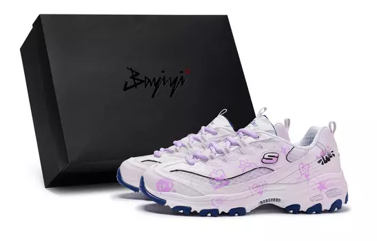 Кроссовки Skechers D"Lites 1.0 Chunky Sneakers Women's Low-top White, сиреневый/фиолетовый/белый