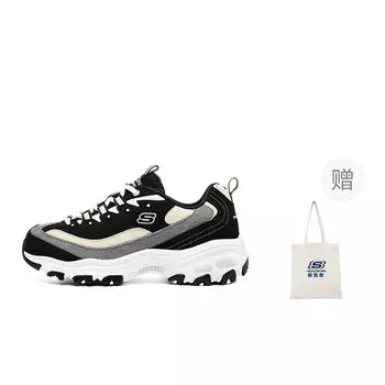 Кроссовки Skechers D"Lites 1.0 Chunky Sneakers Women's Low-top Black/beige, черный/белый