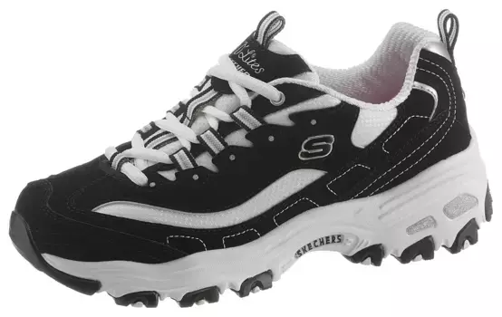 Кроссовки Skechers "D'Lites - Biggest Fan", модный массивный стиль, повседневная обувь, полуботинки, туфли на шнуровке, черно-белый