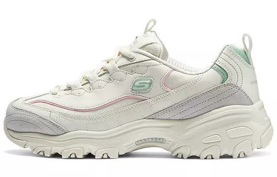 Кроссовки Skechers DLITES Chunky Sneakers Women's Low-top Sail/Sail/Metallic Gold Grain/Oil Green, зеленый