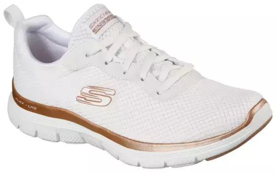 Кроссовки Skechers "FLEX APPEAL 4.0 BRILLINAT VIEW", с пеной с эффектом памяти с воздушным охлаждением, повседневная обувь, полуботинки, туфли на шнуровке, цвет Wei-Rosgoldfarben
