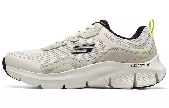 Кроссовки Skechers Flex Comfort Lifestyle Shoes Men Low-top Beige/White/Black/Green, цвет Off White