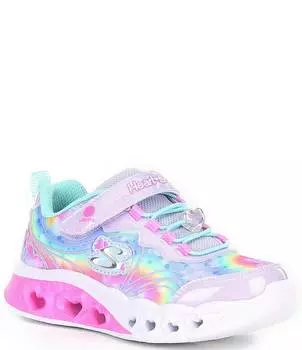 Кроссовки Skechers Girls' Flutter Heart Lights-Groovy Swirl Lighted (Молодежные), фиолетовый