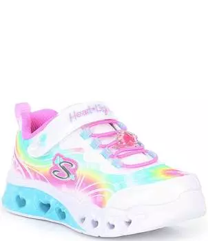 Кроссовки Skechers Girls' Flutter Heart Lights-Groovy Swirl Lighted (Молодежные), белый