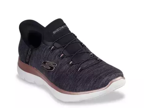 Кроссовки Skechers Hands Free: Кроссовки Summits Millionaire Slip-On — женские, черные/серые
