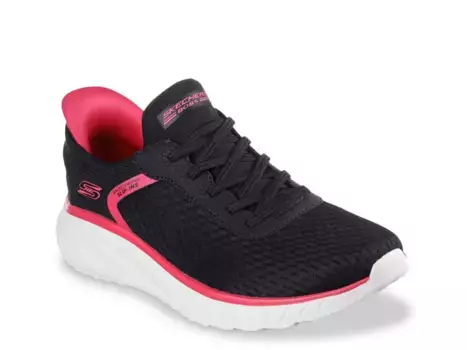 Кроссовки Skechers Hands Free Slip-Ins BOBs Sport Squad Chaos Stroke Of Luck — женские, черные/розовые