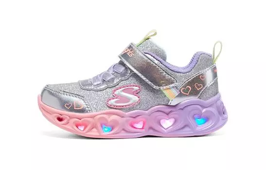 Кроссовки Skechers Heart Lights Toddler Shoes TD Low-top Silver Color, серебряный