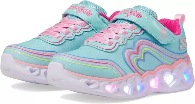 Кроссовки SKECHERS KIDS Heart Lights - Retro Hearts, цвет Turquoise/Multi
