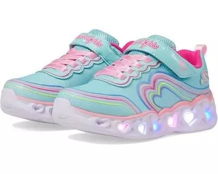 Кроссовки SKECHERS KIDS Heart Lights - Retro Hearts, цвет Turquoise/Multi