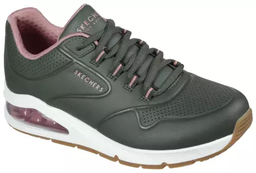 Кроссовки Skechers на танкетке "UNO 2 2ND BEST", веганское качество изготовления, повседневная обувь, полуботинки, туфли на шнуровке, зеленый