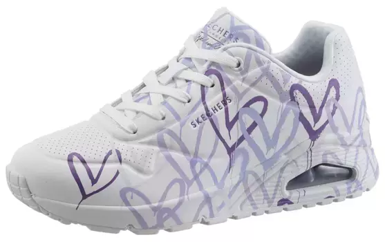 Кроссовки Skechers на танкетке "UNO-SPREAD THE LOVE" с эффектным принтом граффити, повседневная обувь, полуботинки, туфли на шнуровке, фиолетовый