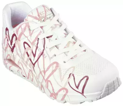 Кроссовки Skechers на танкетке "UNO-SPREAD THE LOVE" с эффектным принтом граффити, повседневная обувь, полуботинки, туфли на шнуровке, розовый