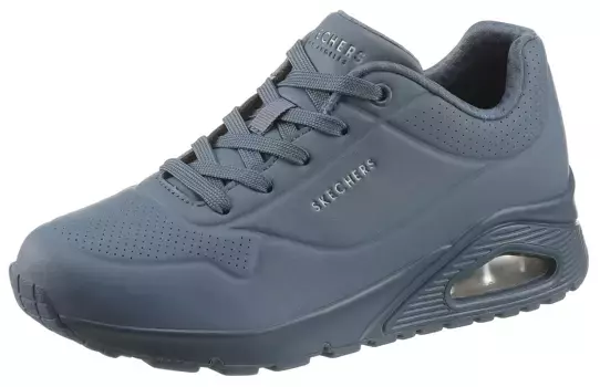 Кроссовки Skechers на танкетке "Uno - Stand on Air", с мелкой перфорацией, повседневная обувь, полуботинки, туфли на шнуровке, синий