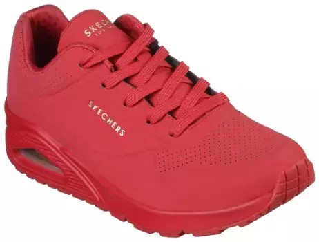 Кроссовки Skechers на танкетке "UNO STAND ON AIR", мягкая стелька, повседневная обувь, полуботинки, туфли на шнуровке, красный