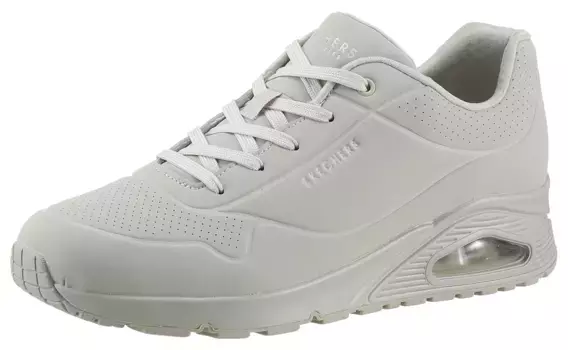 Кроссовки Skechers на танкетке "UNO STAND ON AIR", мягкая стелька, повседневная обувь, полуботинки, туфли на шнуровке, серый