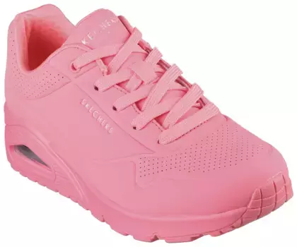 Кроссовки Skechers на танкетке "Uno - Stand on Air", с мелкой перфорацией, повседневная обувь, полуботинки, туфли на шнуровке, коралловый