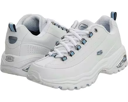 Кроссовки SKECHERS Premiums, цвет White Smooth Leather/Blue Trim