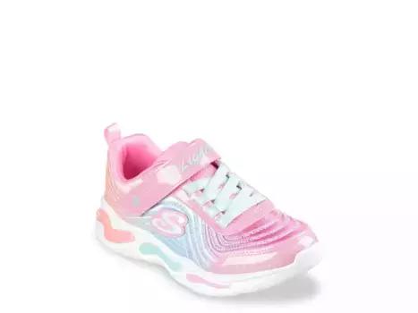 Кроссовки Skechers S-Lights Wavy Beams Ombre Express с подсветкой — детские, светло-розовые