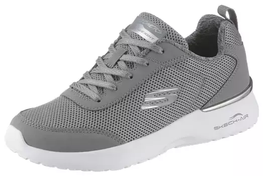 Кроссовки Skechers "Skech-Air Dynamight - Fast Brake", металлический элемент на пятке, повседневная обувь, полуботинки, туфли на шнуровке, серый
