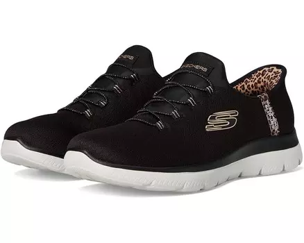 Кроссовки SKECHERS Summits Leopard Chic Hands Free Slip-INS, черный мульти