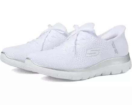 Кроссовки SKECHERS Summits Night Chic Hands Free Slip-Ins, цвет White/ Silver