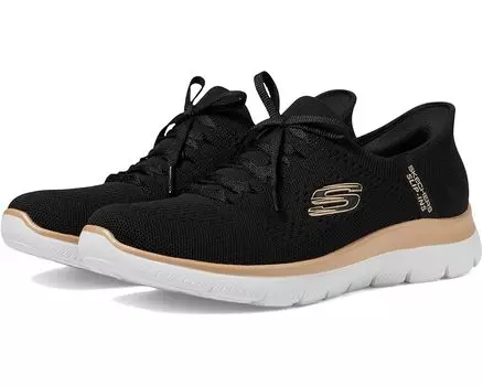 Кроссовки SKECHERS Summits Night Chic Hands Free Slip-Ins, цвет Black/ Rose Gold