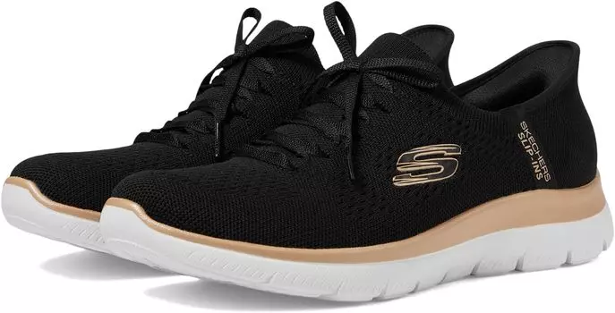 Кроссовки SKECHERS Summits Night Chic Hands Free Slip-Ins, цвет Black/ Rose Gold