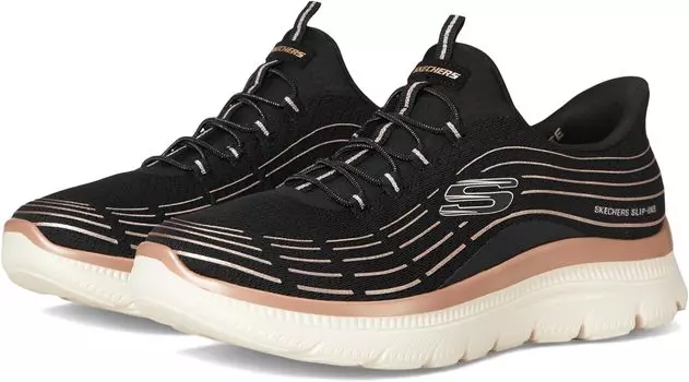 Кроссовки SKECHERS Summits Plus Hands Free Slip-INS, цвет Black Rose Gold