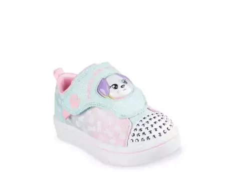 Кроссовки Skechers Twinkle Toes Twi-Lites Twinkle Pets — детские, светло-розовые/мятно-зеленые