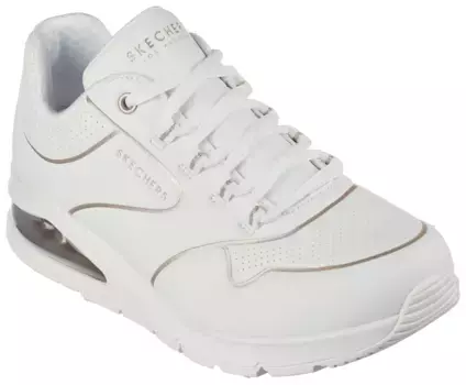 Кроссовки Skechers "UNO 2 - GOLDEN TRIM", с металлическими деталями, повседневная обувь, полуботинки, туфли на шнуровке, цвет Wei-Goldfarben