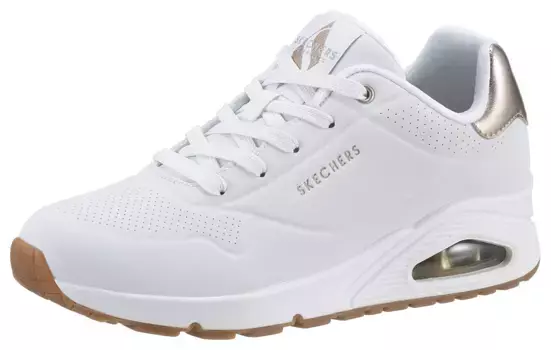 Кроссовки Skechers "UNO GOLDEN AIR", повседневная обувь, полуботинки, туфли на шнуровке с металлической вставкой, белый