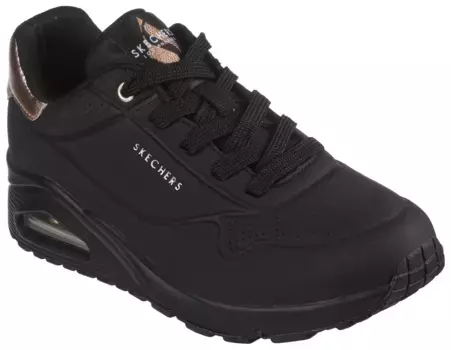 Кроссовки Skechers "UNO GOLDEN AIR", повседневная обувь, полуботинки, туфли на шнуровке с металлической вставкой, черный