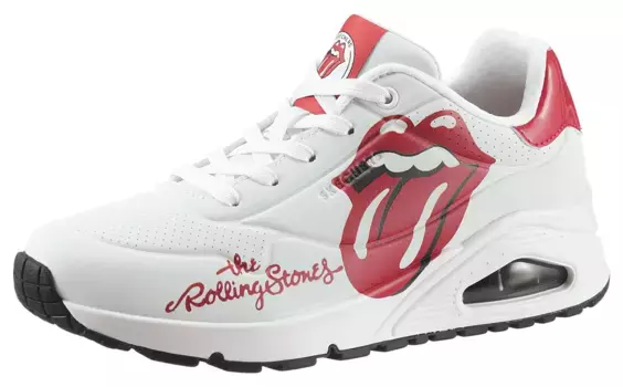 Кроссовки Skechers "UNO ROLLING STONES", с принтом сбоку, повседневная обувь, полуботинки, туфли на шнуровке, красный