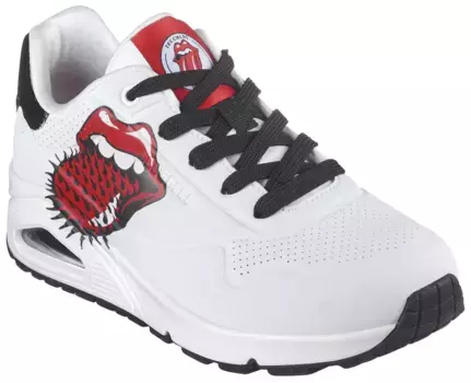 Кроссовки Skechers "UNO - ROLLING STONES SINGLE!", с ярким принтом, повседневная обувь, полуботинки, туфли на шнуровке, белый