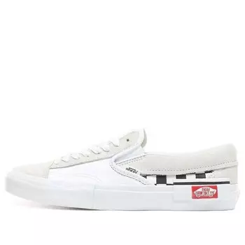 Кроссовки slip-on cap 'white black checkerboard' Vans, белый