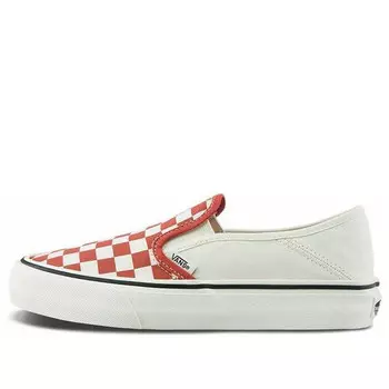 Кроссовки slip-on chessboard red/white Vans, белый