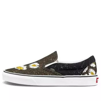 Кроссовки slip-on low-top canvas shoes black/green Vans, черный
